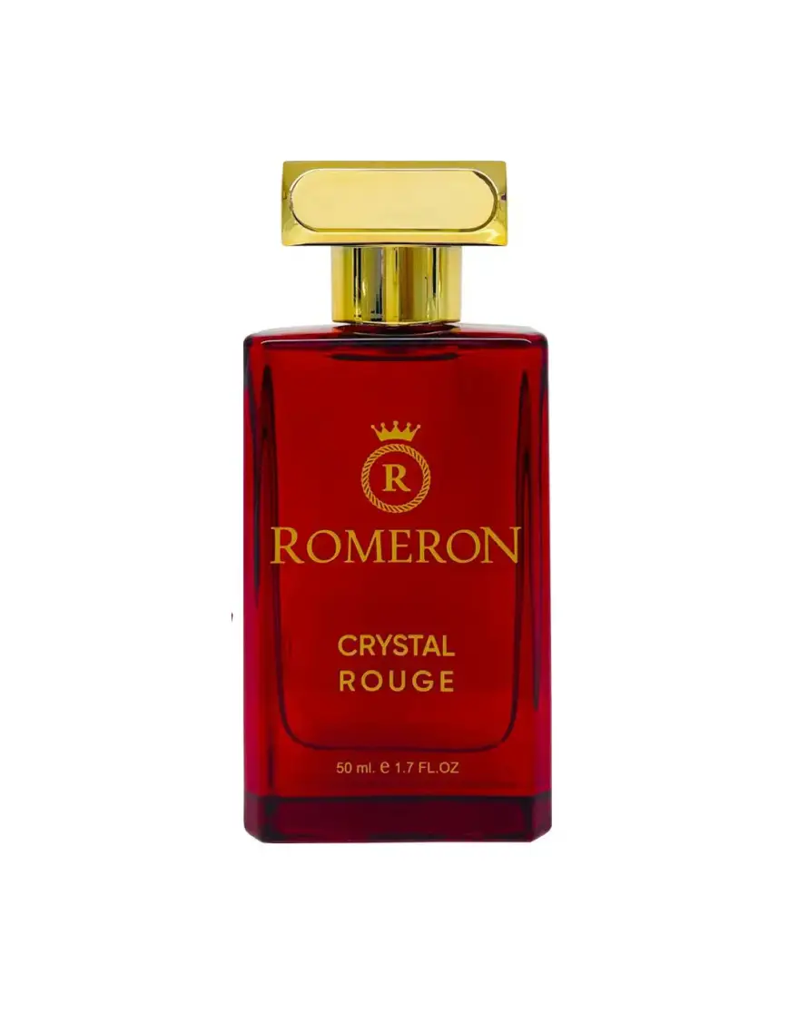Parfum Romeron PLATIN 248 – luxusná unisex vôňa v elegantnom červenom flakóne so zlatými detailmi.