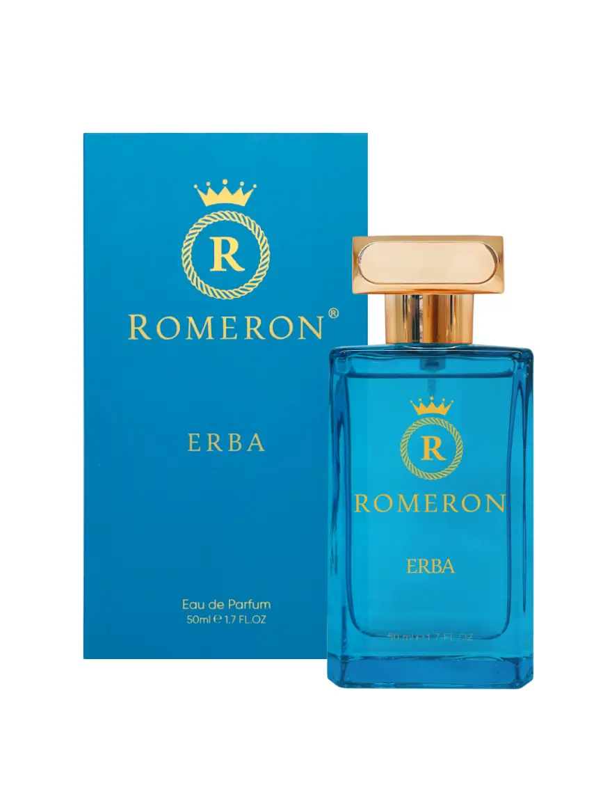 Parfum Romeron PLATIN 508 – orientálna unisex vôňa v elegantnom modrom flakóne so zlatými detailmi.