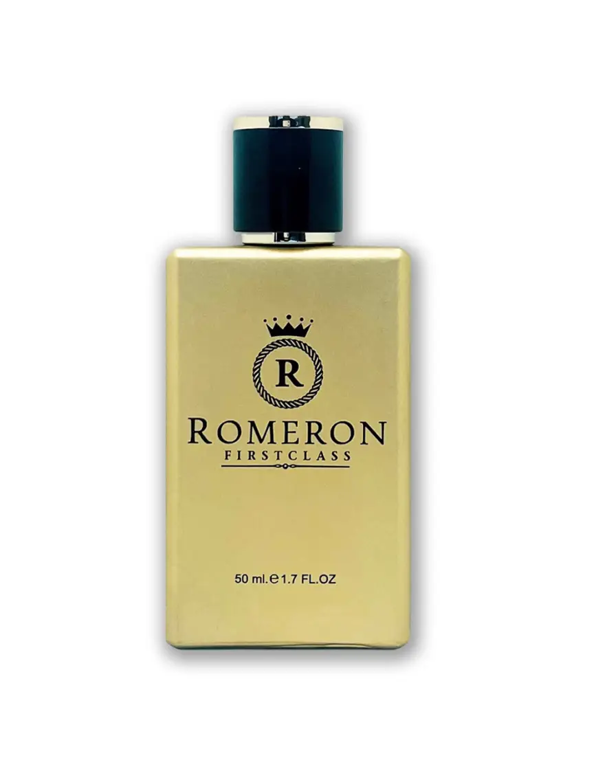 Parfum Romeron PLATIN 607 – ovocná a kvetinová vôňa pre ženy v elegantnom zlatom flakóne.